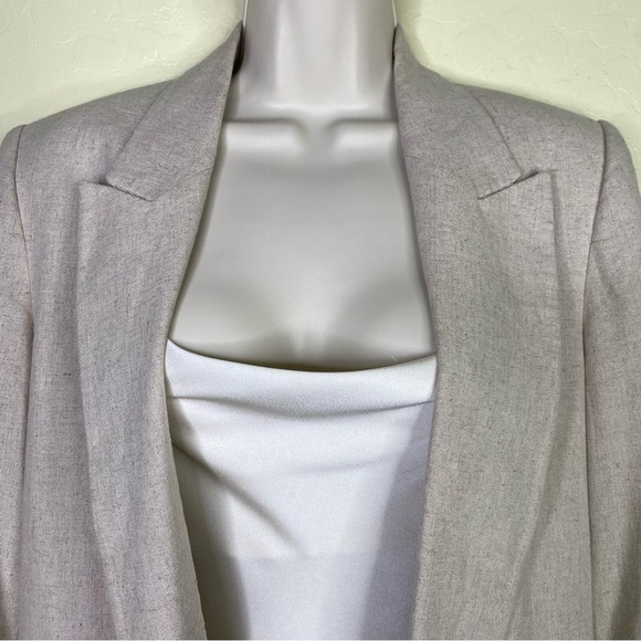 Zara Light Tan Linen Women's Oversized Blazer Size M - Picture 6 of 15